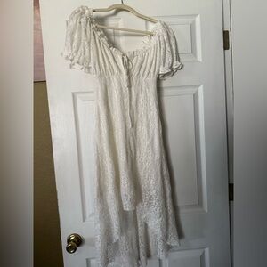 No Boundaries White High Low Lace Dress